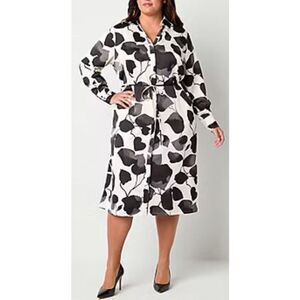 Worthington Womens Long Sleeve Abstract Shirt Dress Size 2X